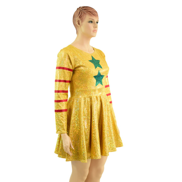 Gold, Red and Green Klown Dress - Coquetry Clothing