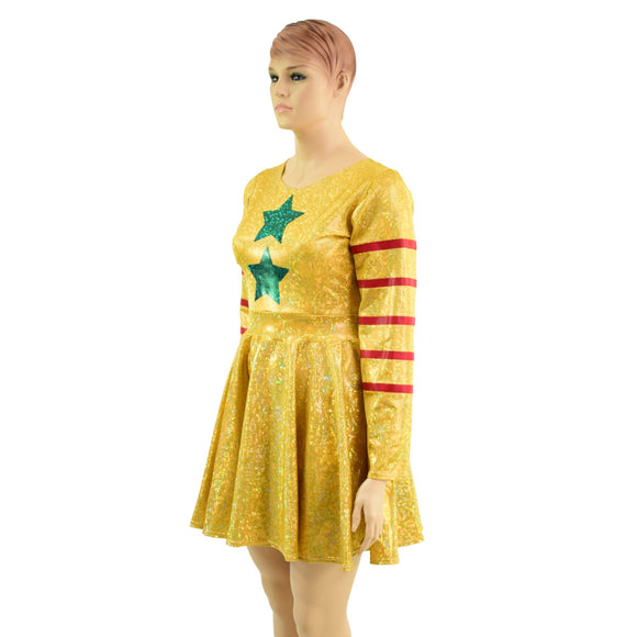 Gold, Red and Green Klown Dress - Coquetry Clothing