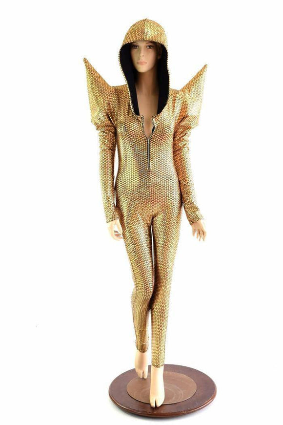 Gold Scale Mega Shoulder Catsuit - Coquetry Clothing