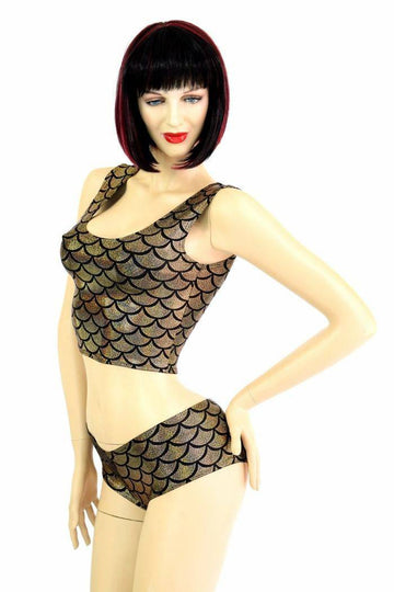 Gold Scale Tank Crop & Cheekies Set - Coquetry Clothing
