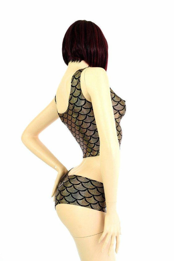 Gold Scale Tank Crop & Cheekies Set - Coquetry Clothing
