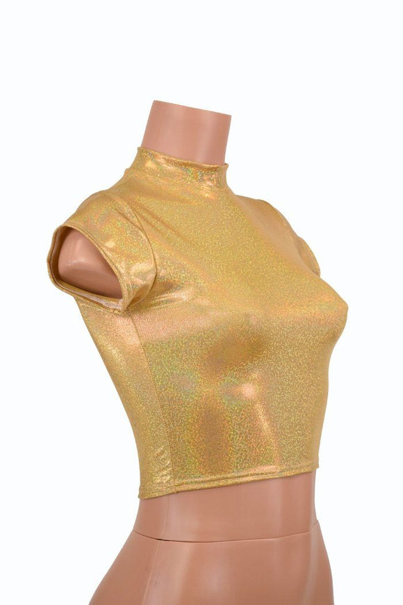 Gold Short Collar Crop Top - Coquetry Clothing