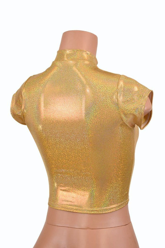 Gold Short Collar Crop Top - Coquetry Clothing