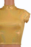 Gold Short Collar Crop Top - Coquetry Clothing