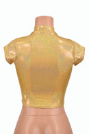 Gold Short Collar Crop Top - Coquetry Clothing