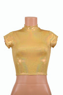 Gold Short Collar Crop Top - Coquetry Clothing