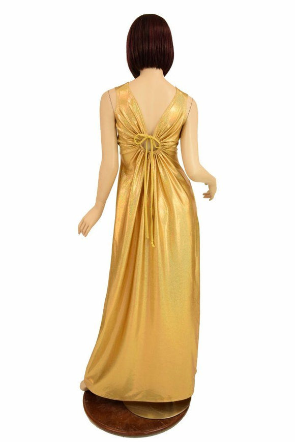 Gold Sparkly Grecian Gown - Coquetry Clothing