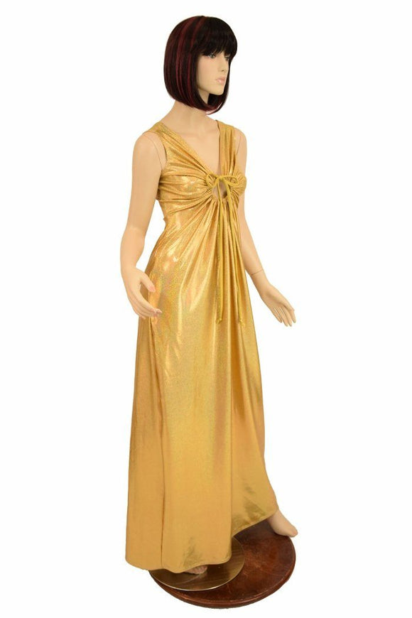 Gold Sparkly Grecian Gown - Coquetry Clothing