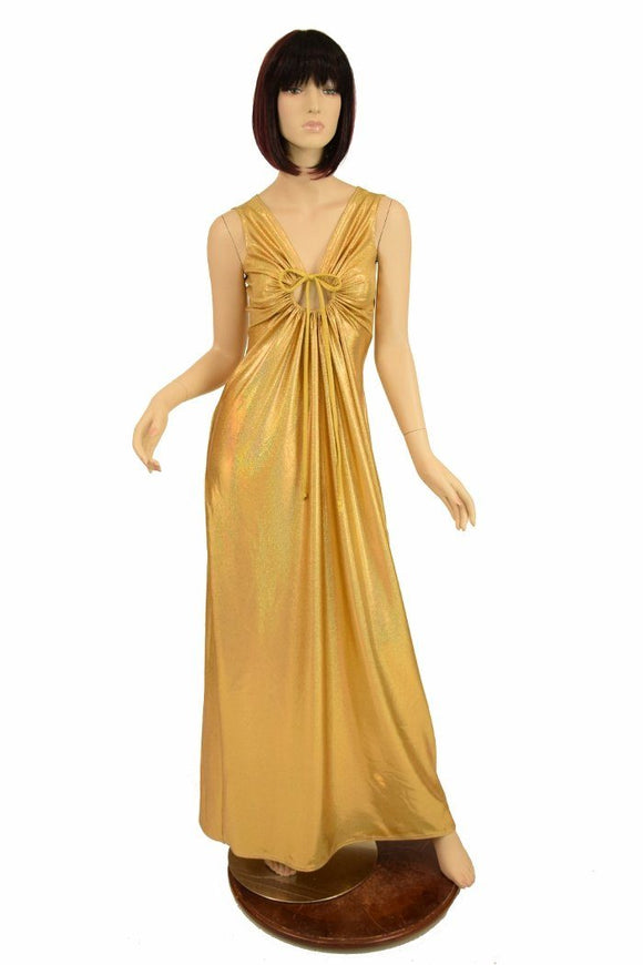 Gold Sparkly Grecian Gown - Coquetry Clothing