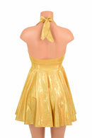 Gold Sparkly Halter Skater Dress - Coquetry Clothing