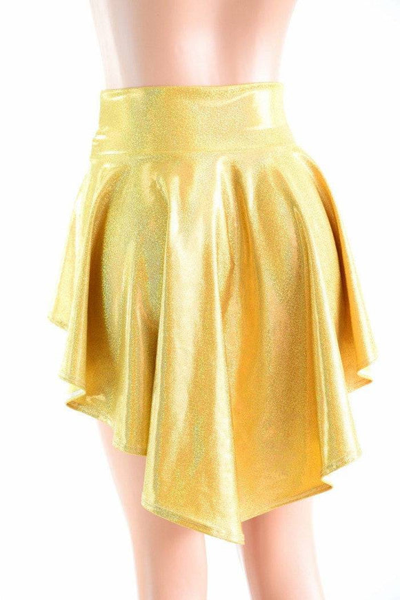 Gold Sparkly Holographic Hi Lo Rave Skirt - Coquetry Clothing