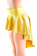 Gold Sparkly Holographic Hi Lo Rave Skirt - Coquetry Clothing