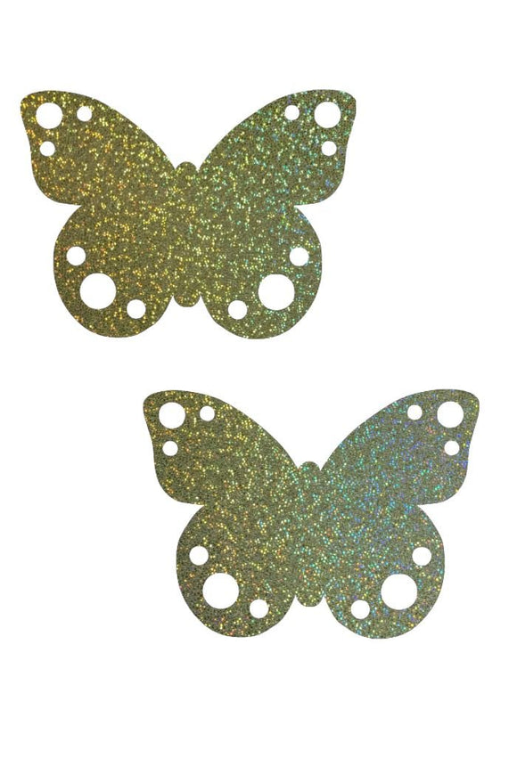 Gold Sparkly Jewel Butterfly Pasties - Coquetry Clothing