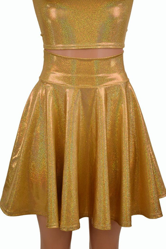 Gold Sparkly Jewel Crop & Skirt Set - Coquetry Clothing