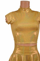 Gold Sparkly Jewel Crop & Skirt Set - Coquetry Clothing