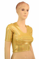 Gold Sparkly Jewel Crop Top - Coquetry Clothing