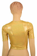 Gold Sparkly Jewel Crop Top - Coquetry Clothing