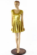 Gold Sparkly Jewel Skater Dress - Coquetry Clothing