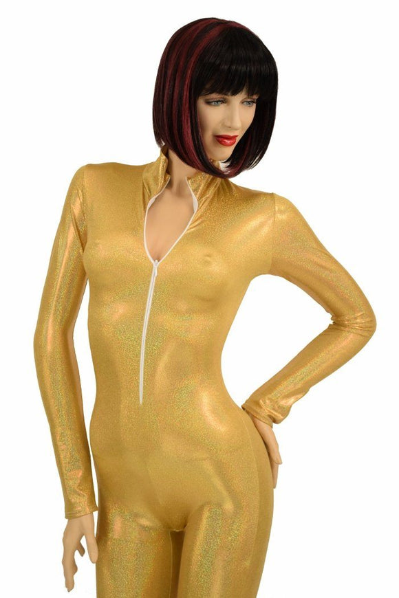 Gold Sparkly Turtle Neck Catsuit - Coquetry Clothing