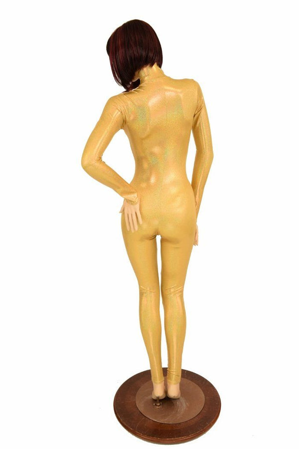 Gold Sparkly Turtle Neck Catsuit - 5