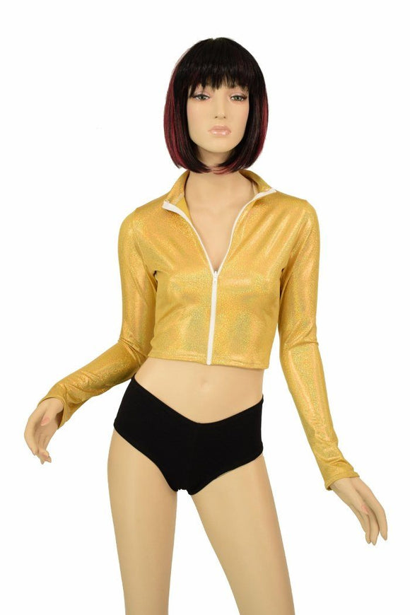 Gold Zippered Crop Top - Coquetry Clothing