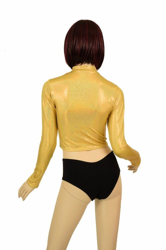 Gold Zippered Crop Top - Coquetry Clothing