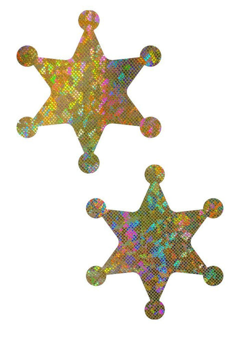 Gold Kaleidoscope Sheriff Star Pasties - Coquetry Clothing