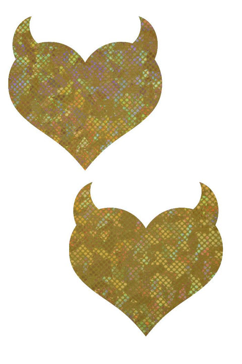 Gold Kaleidoscope Glass Devil Heart Pasties - Coquetry Clothing