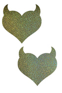 Gold Sparkly Jewel Devil Heart Pasties - 1