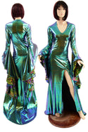 Scarab Holographic Long Slit Gown with Sorceress Sleeves - 1