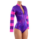 Grape Holographic and Pink Sparkly Jewel Color Blocked Stella Romper - Coquetry Clothing