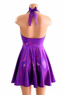 Grape Holographic Halter Skater Dress - Coquetry Clothing