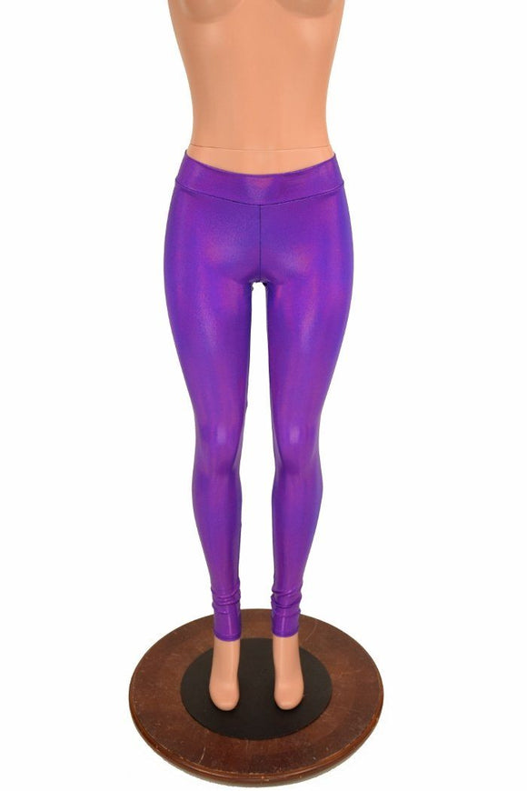Grape Holographic Mid Rise Leggings - Coquetry Clothing