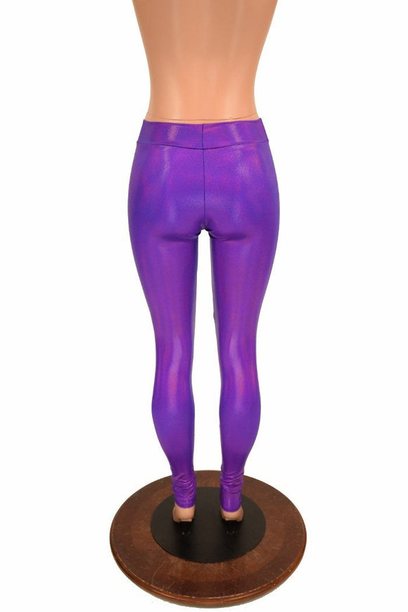 Grape Holographic Mid Rise Leggings - Coquetry Clothing