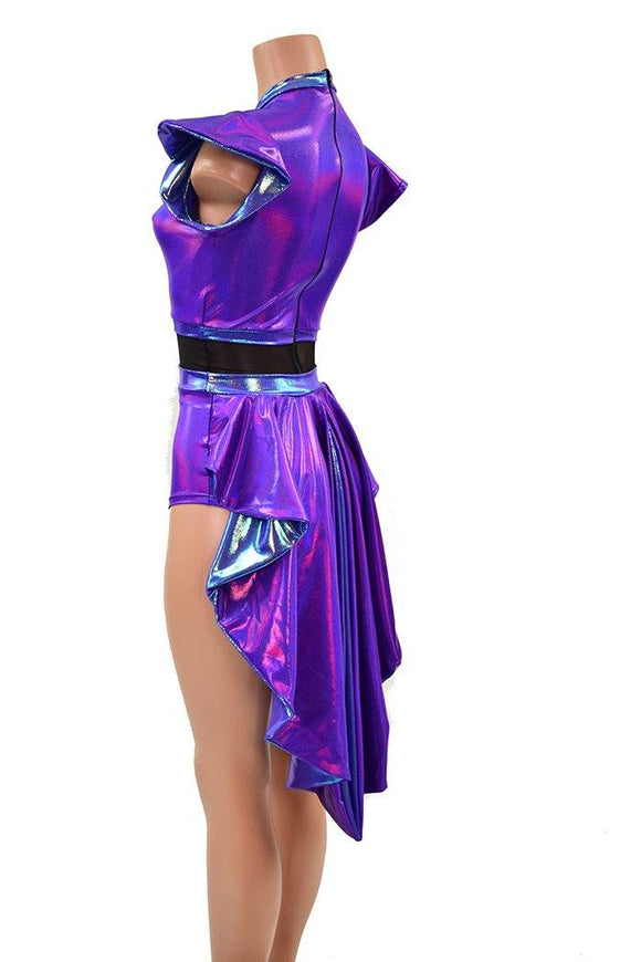 Grape Holographic & MoonStone Tuxedo Back Romper - Coquetry Clothing