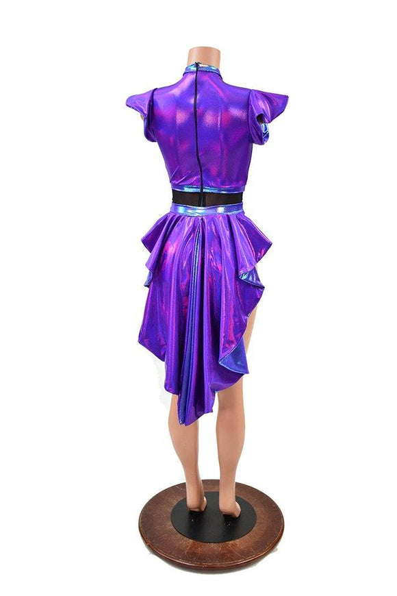 Grape Holographic & MoonStone Tuxedo Back Romper - Coquetry Clothing