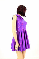 Grape Holographic Pocket Skater Dress - Coquetry Clothing