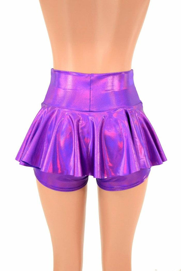 Grape Holographic Ruffle Rump Shorts - Coquetry Clothing
