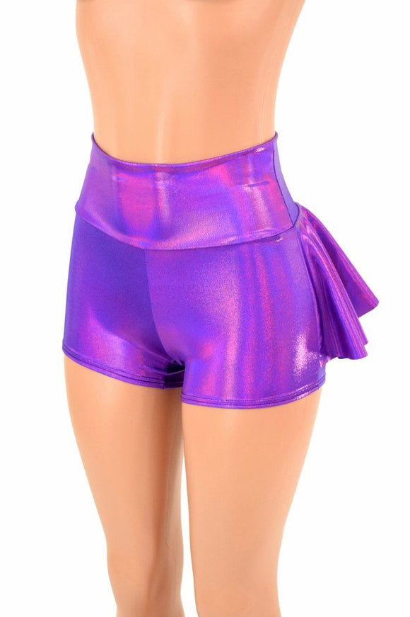 Grape Holographic Ruffle Rump Shorts - Coquetry Clothing