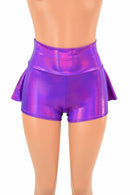 Grape Holographic Ruffle Rump Shorts - Coquetry Clothing