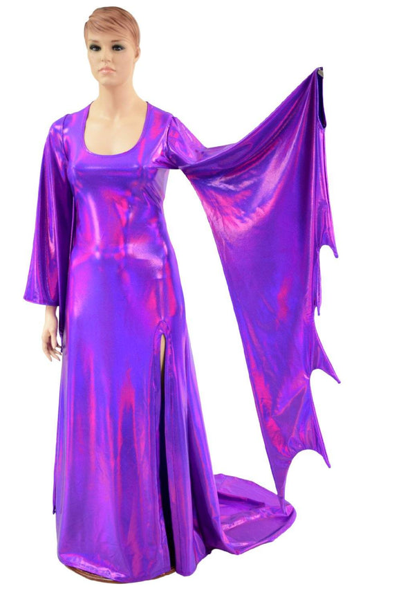 Grape Holographic Succubus Sleeve Gown - Coquetry Clothing