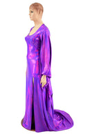 Grape Holographic Succubus Sleeve Gown - Coquetry Clothing