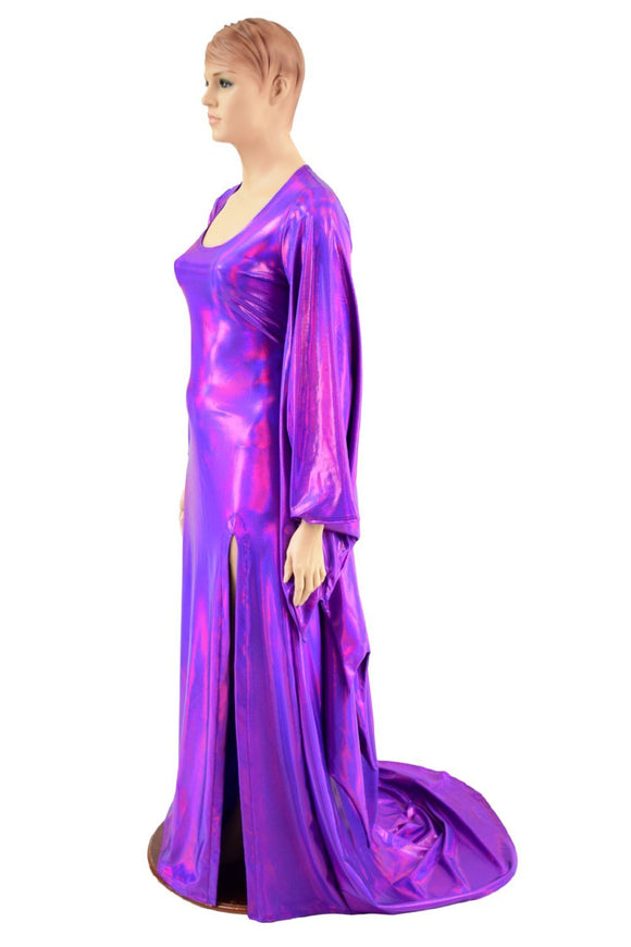 Grape Holographic Succubus Sleeve Gown - Coquetry Clothing