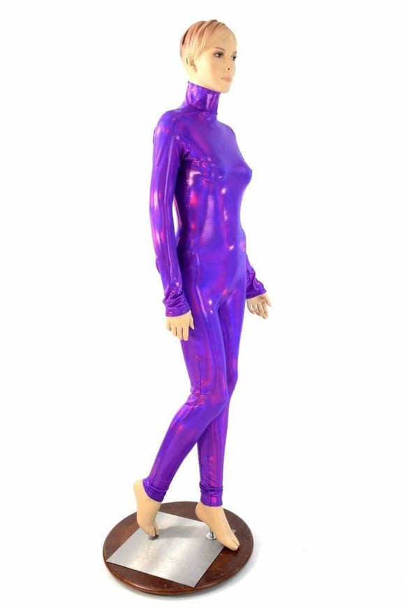 Grape Holographic Turtle Neck Catsuit - Coquetry Clothing