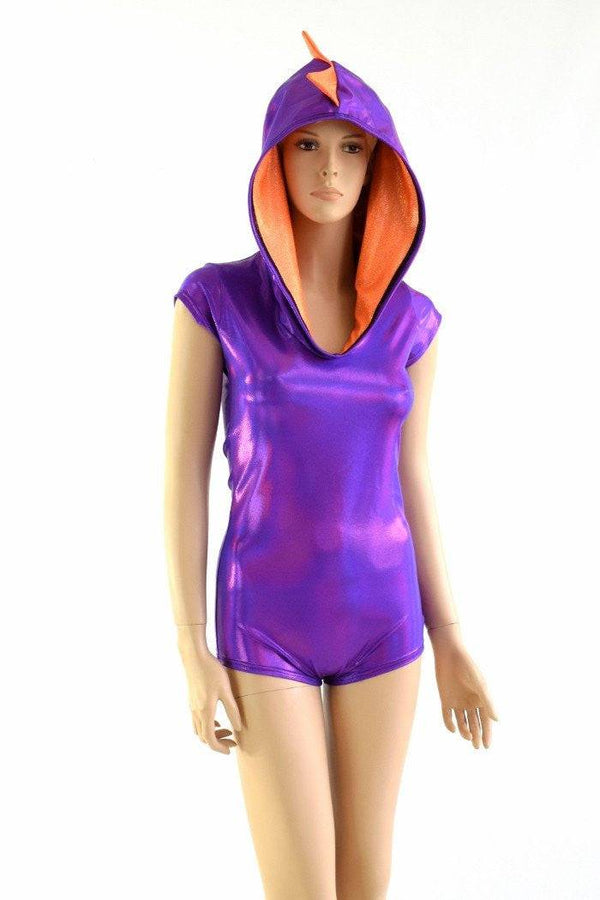 Grape & Orange Dragon Hoodie Romper - 3