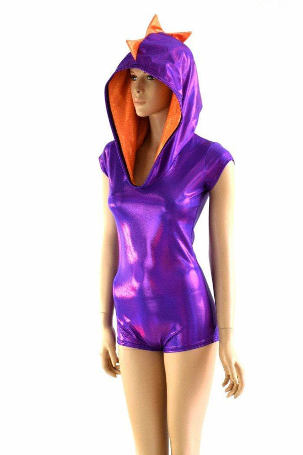 Grape & Orange Dragon Hoodie Romper - 5