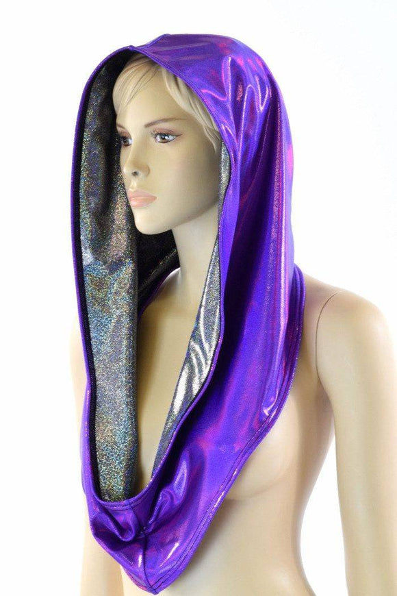 Grape & Silver Reversible Infinity Festival Hood - Coquetry Clothing