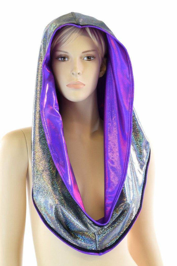 Grape & Silver Reversible Infinity Festival Hood - Coquetry Clothing