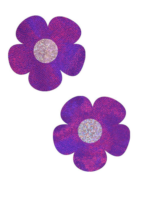 Purple Holo Daisy Pasties - Coquetry Clothing