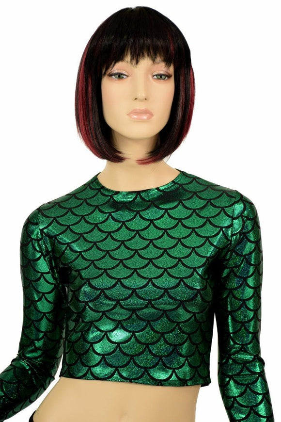 Green Dragon Crew Neck Crop Top - Coquetry Clothing